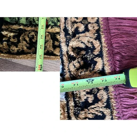 Large Vintage Lion Fringed Tapestry or Rug, 74 inches by 47 inches